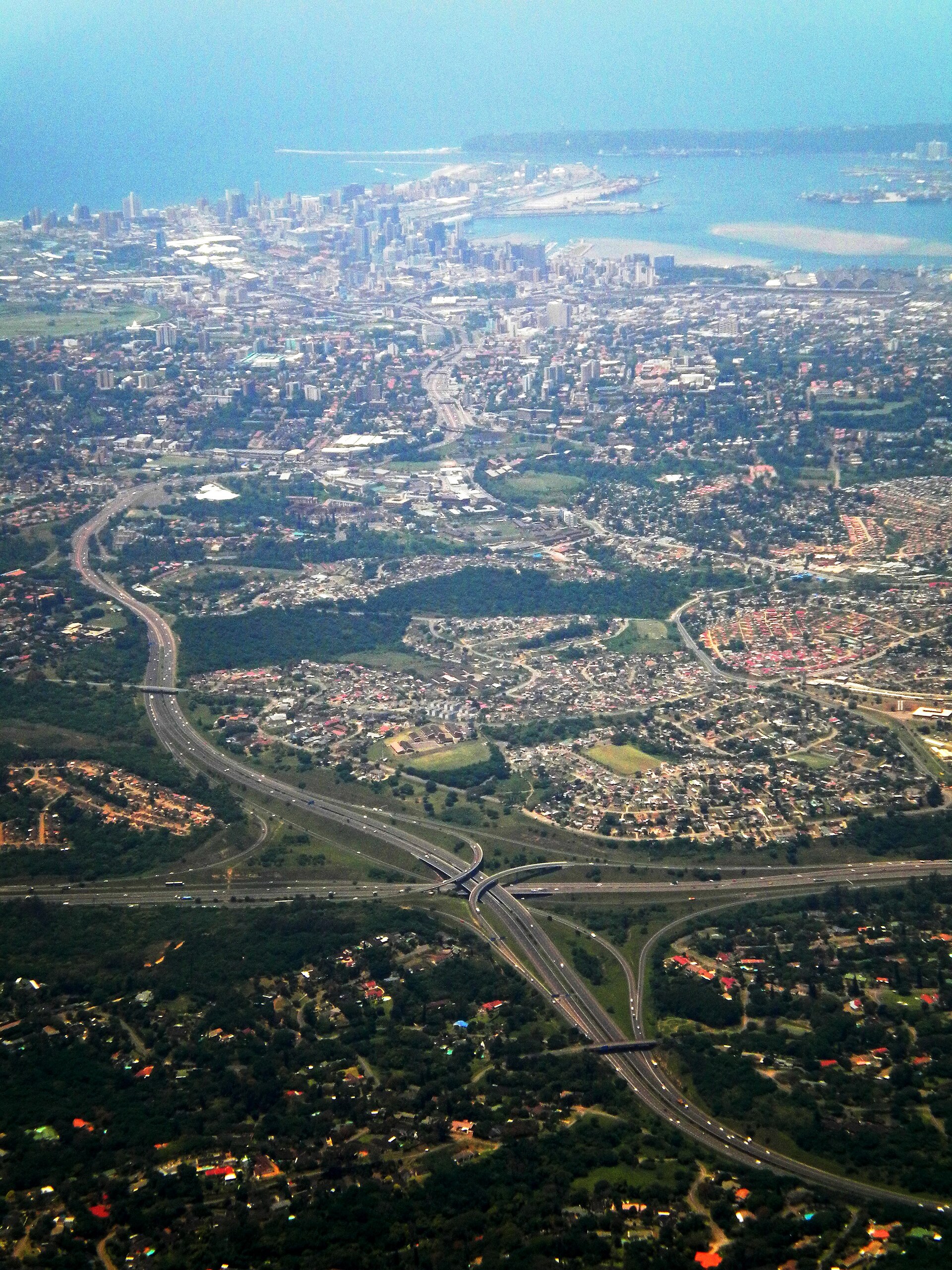 The Durban skyline along the Indian Ocean