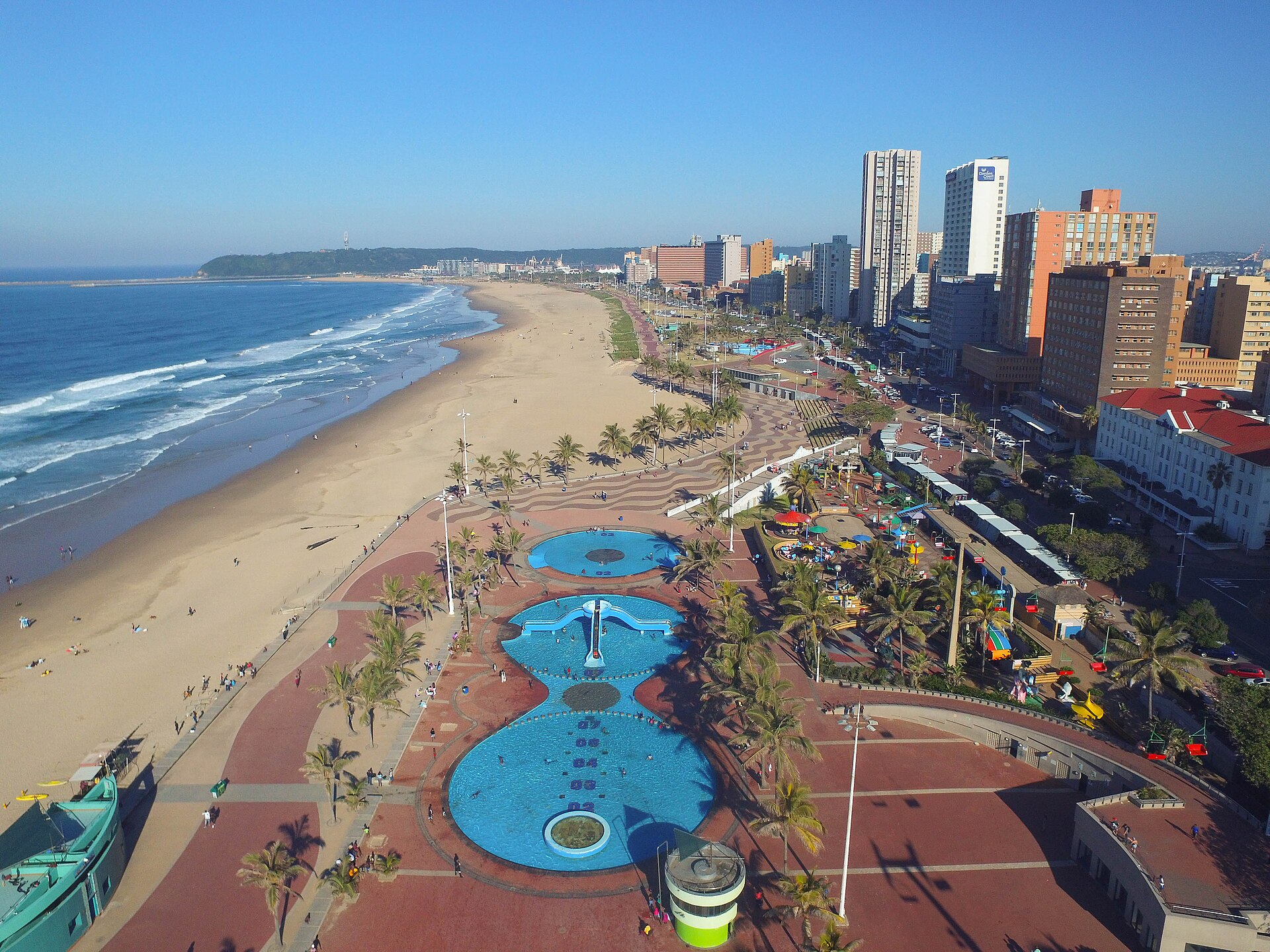 The Durban skyline along the Indian Ocean