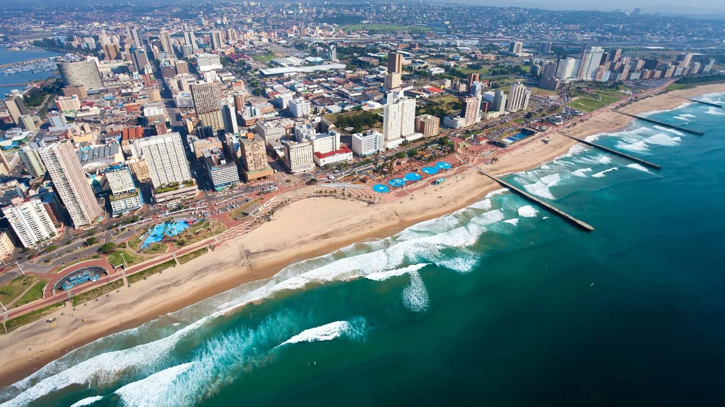 Aerial view of Durban's coastline