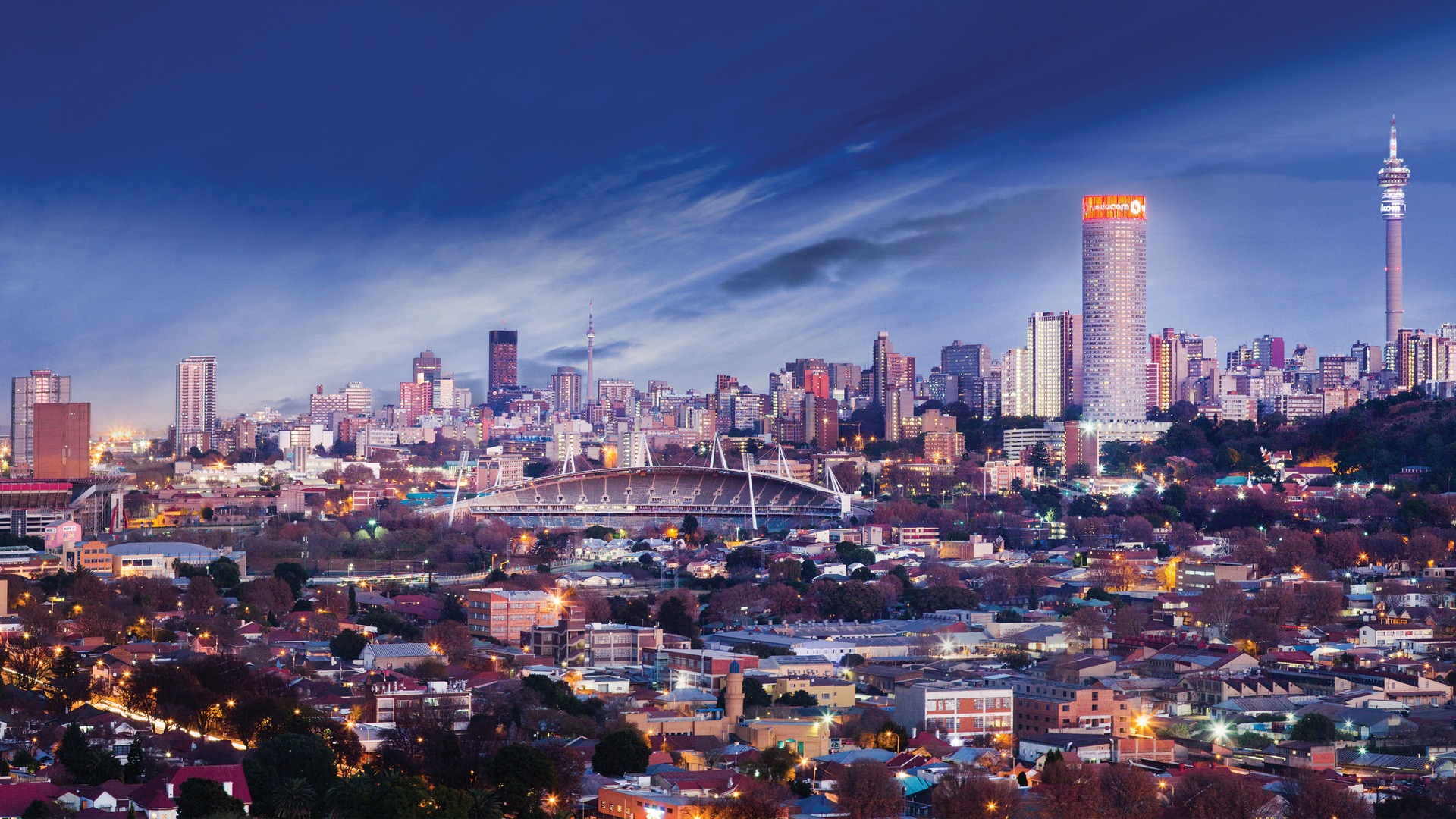 The Johannesburg skyline at golden hour